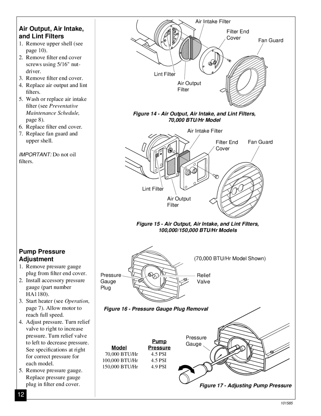 Master Lock 150000 BTU/Hr, 70000 BTU/Hr, 100000 BTU/Hr Air Output, Air Intake, and Lint Filters, Pump Pressure Adjustment 