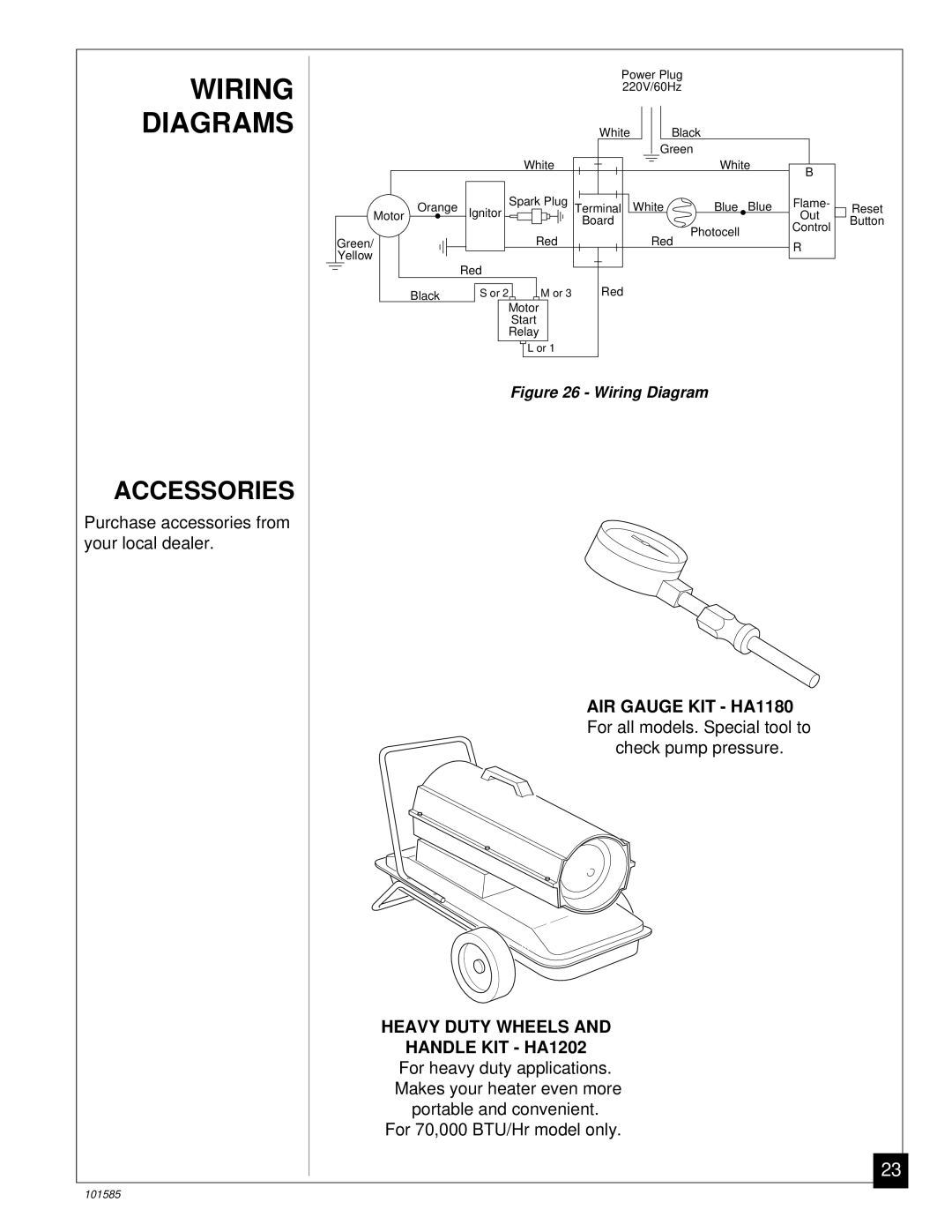 Master Lock 100000 BTU/Hr, 150000 BTU/Hr, 70000 BTU/Hr owner manual Wiring Diagrams, Accessories 