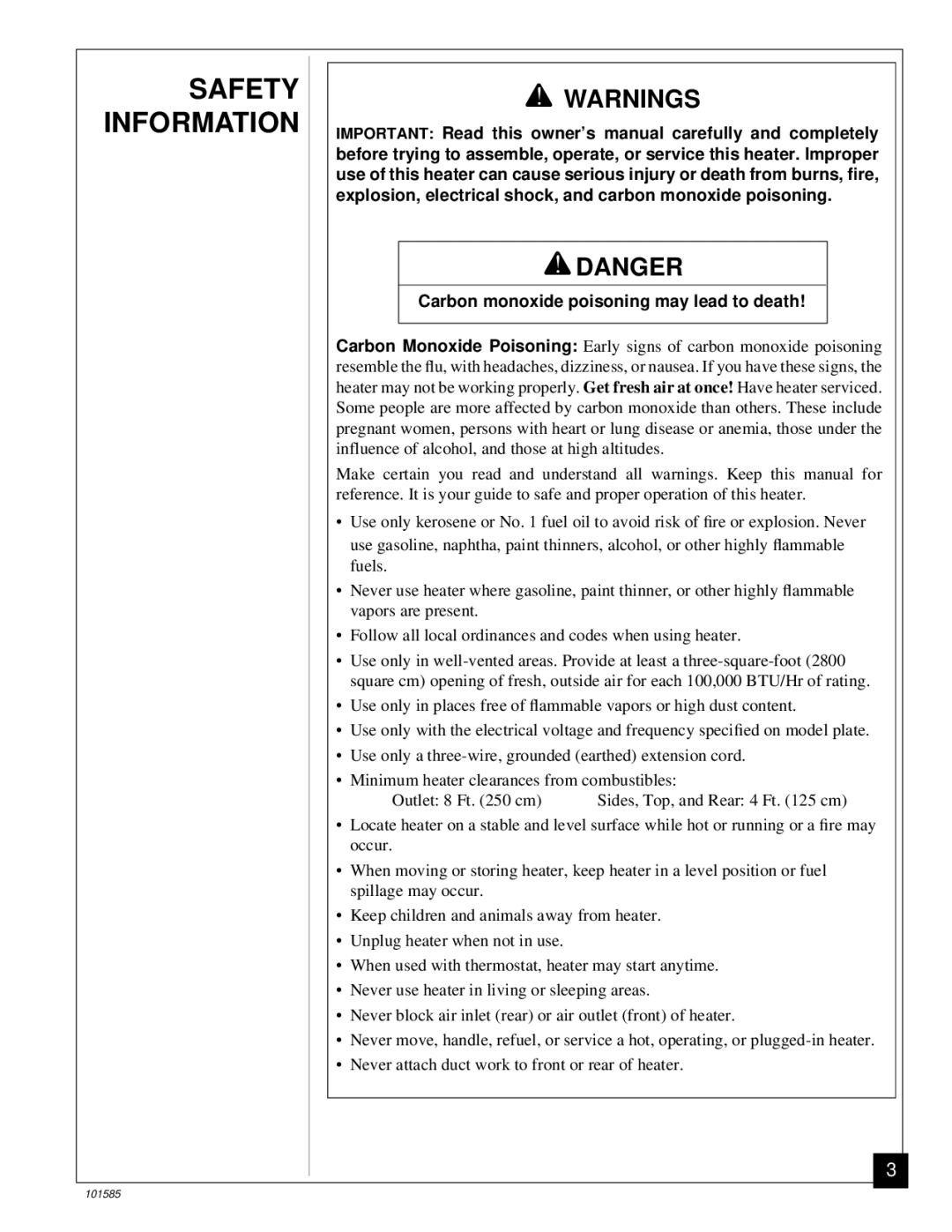 Master Lock 150000 BTU/Hr, 70000 BTU/Hr, 100000 BTU/Hr Safety Information, Carbon monoxide poisoning may lead to death 