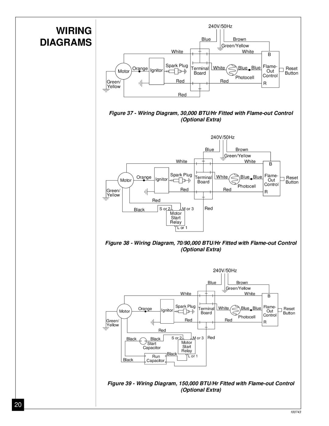 Master Lock B30, B70, B100, B150 owner manual Wiring Diagrams, 240V/50Hz 