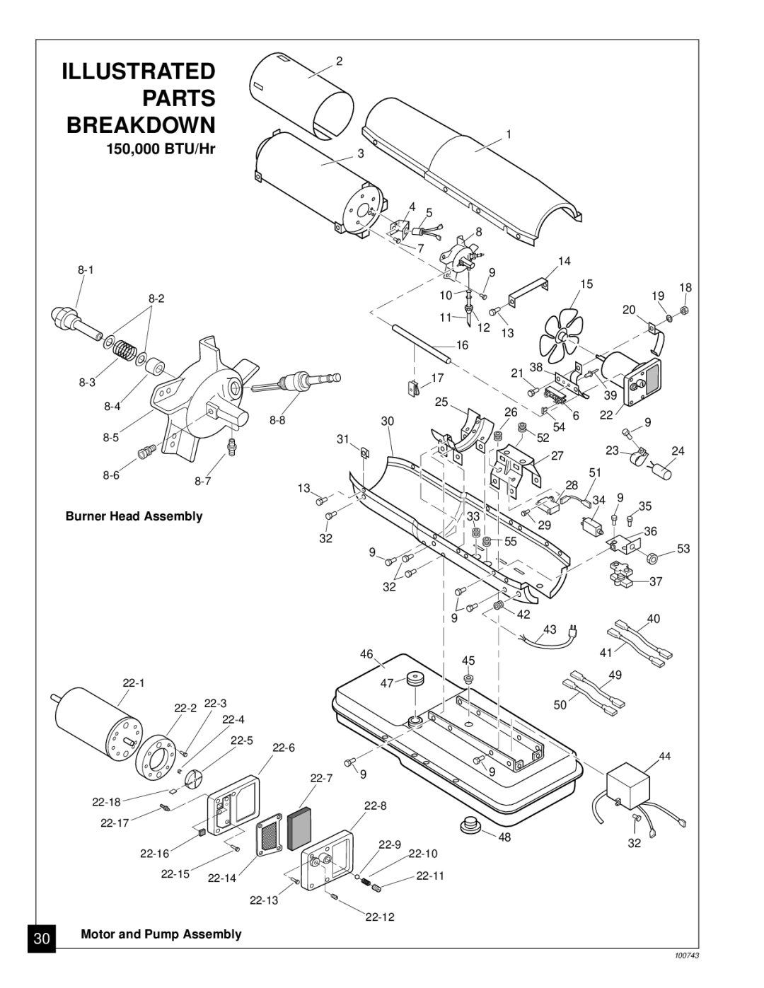 Master Lock B100, B30, B70, B150 owner manual Illustrated, 150,000 BTU/Hr 