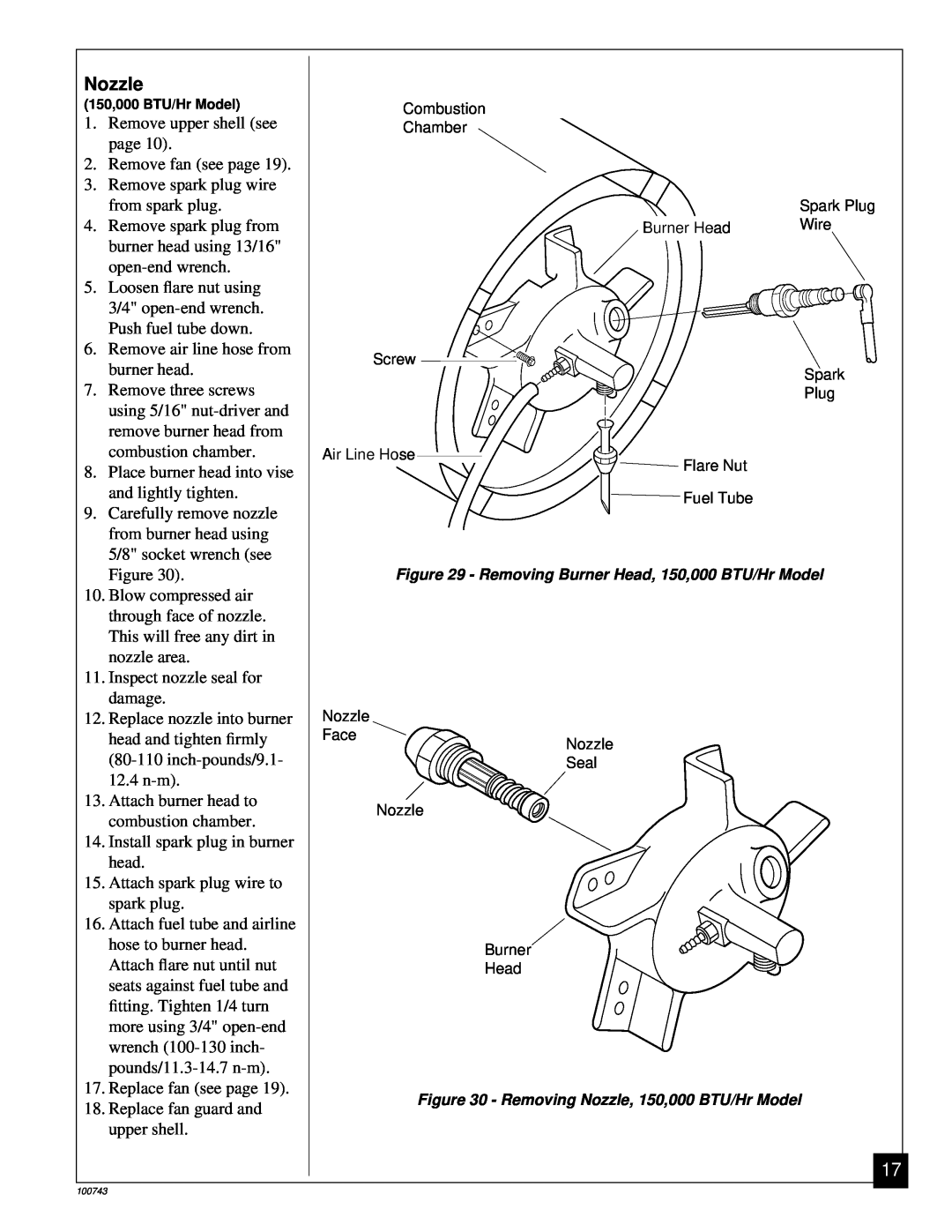 Master Lock B70, B30, B100, B150 owner manual Nozzle, Remove upper shell see 