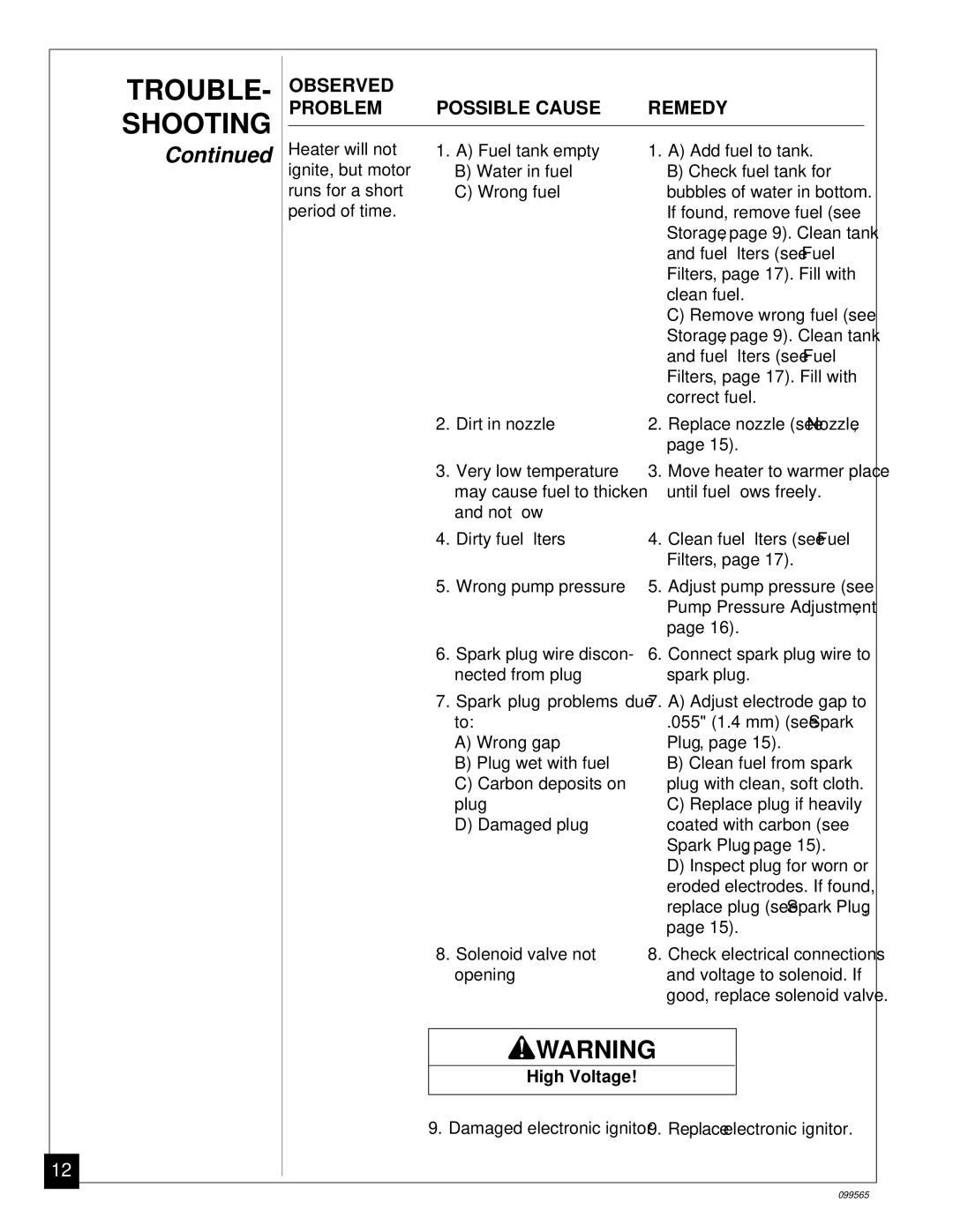 Master Lock B350EAI owner manual Observed Problem Possible Cause, Pump Pressure Adjustment 