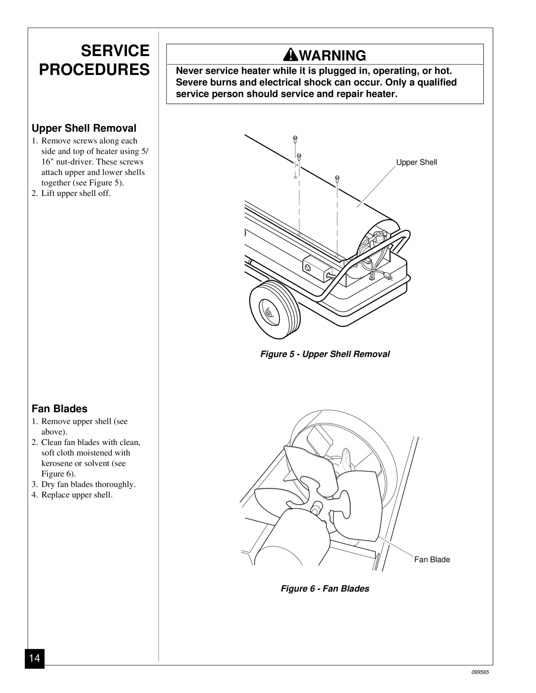 Master Lock B350EAI owner manual Service Procedures, Upper Shell Removal, Fan Blades 