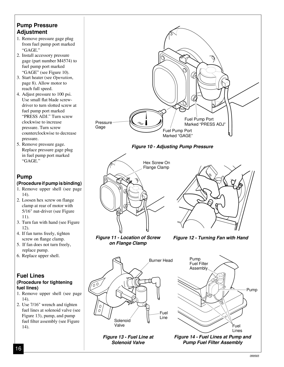 Master Lock B350EAI owner manual Pump Pressure Adjustment, Fuel Lines 