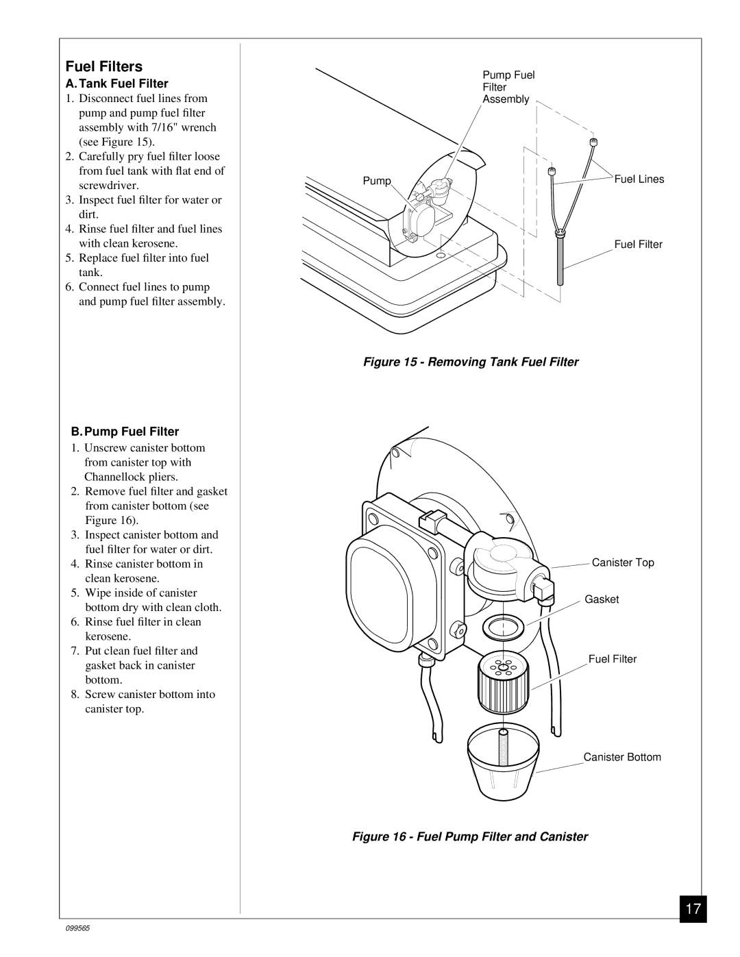 Master Lock B350EAI owner manual Fuel Filters, Tank Fuel Filter 