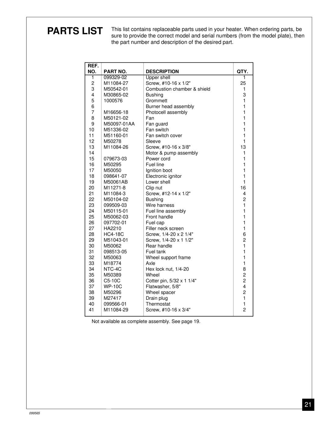 Master Lock B350EAI owner manual Parts List 