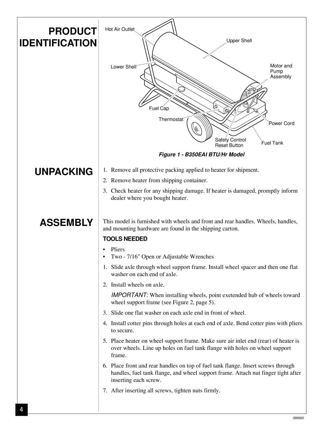 Master Lock B350EAI owner manual Unpacking Assembly, Tools Needed 