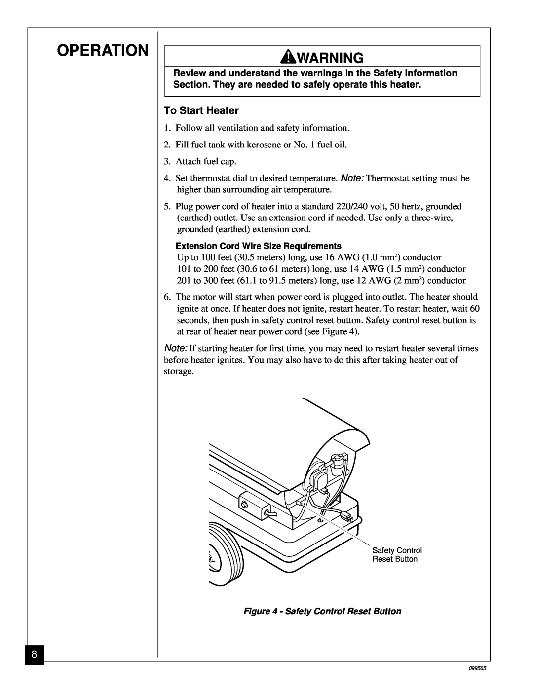 Master Lock B350EAI owner manual To Start Heater, Operation 