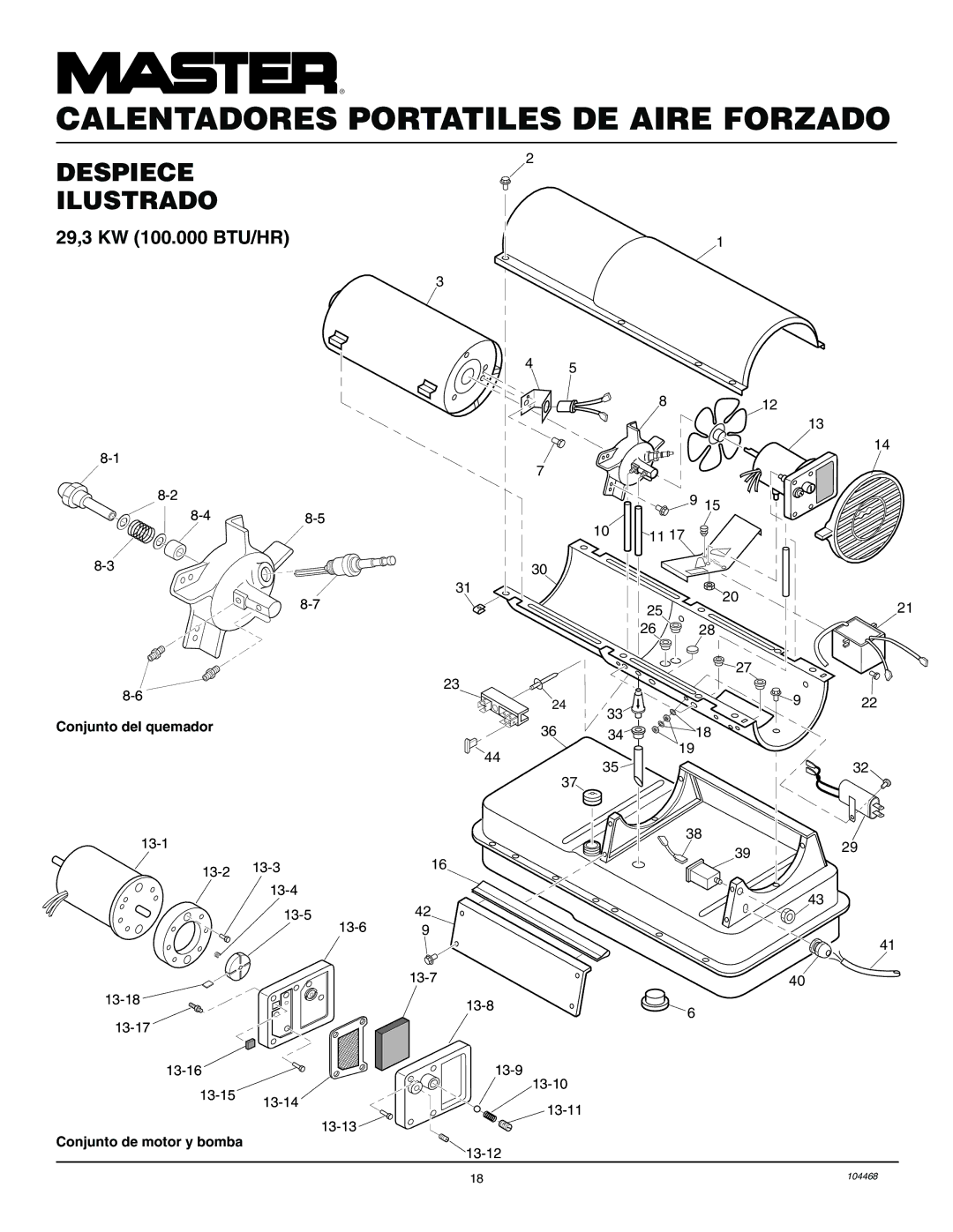 Master Lock B150CEA, B70CEA, B35CEA, B100CEA owner manual 29,3 KW 100.000 BTU/HR 