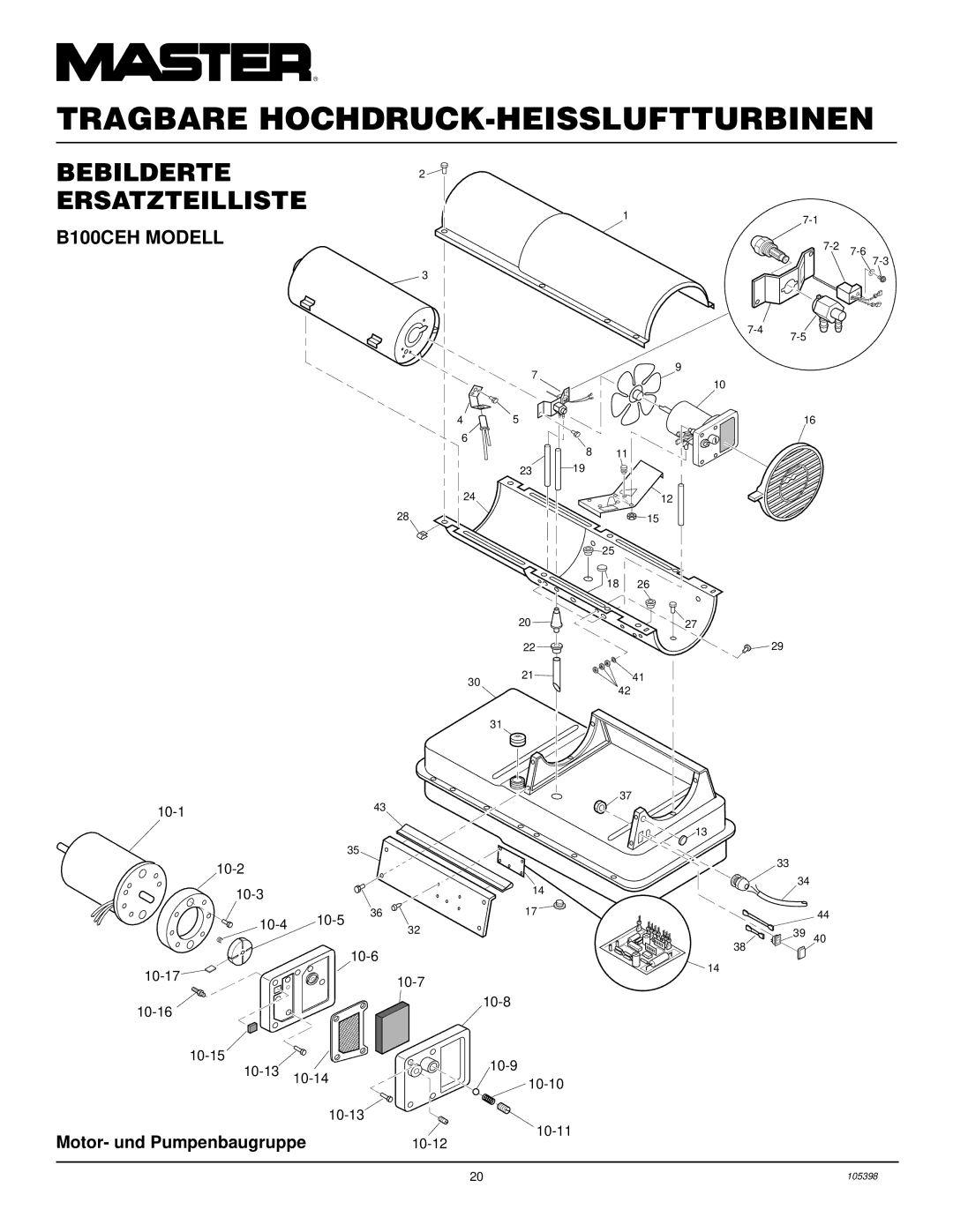 Master Lock B70CEH, B35CEH, B150CEH owner manual B100CEH Modell 