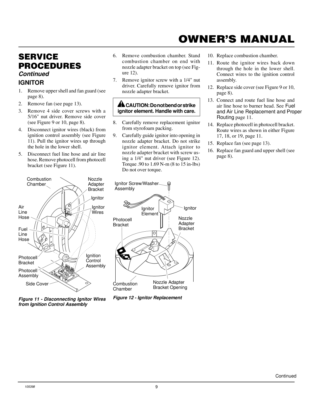 Master Lock B100CEH, B70CEH, B35CEH, B150CEH owner manual Disconnecting Ignitor Wires from Ignition Control Assembly 