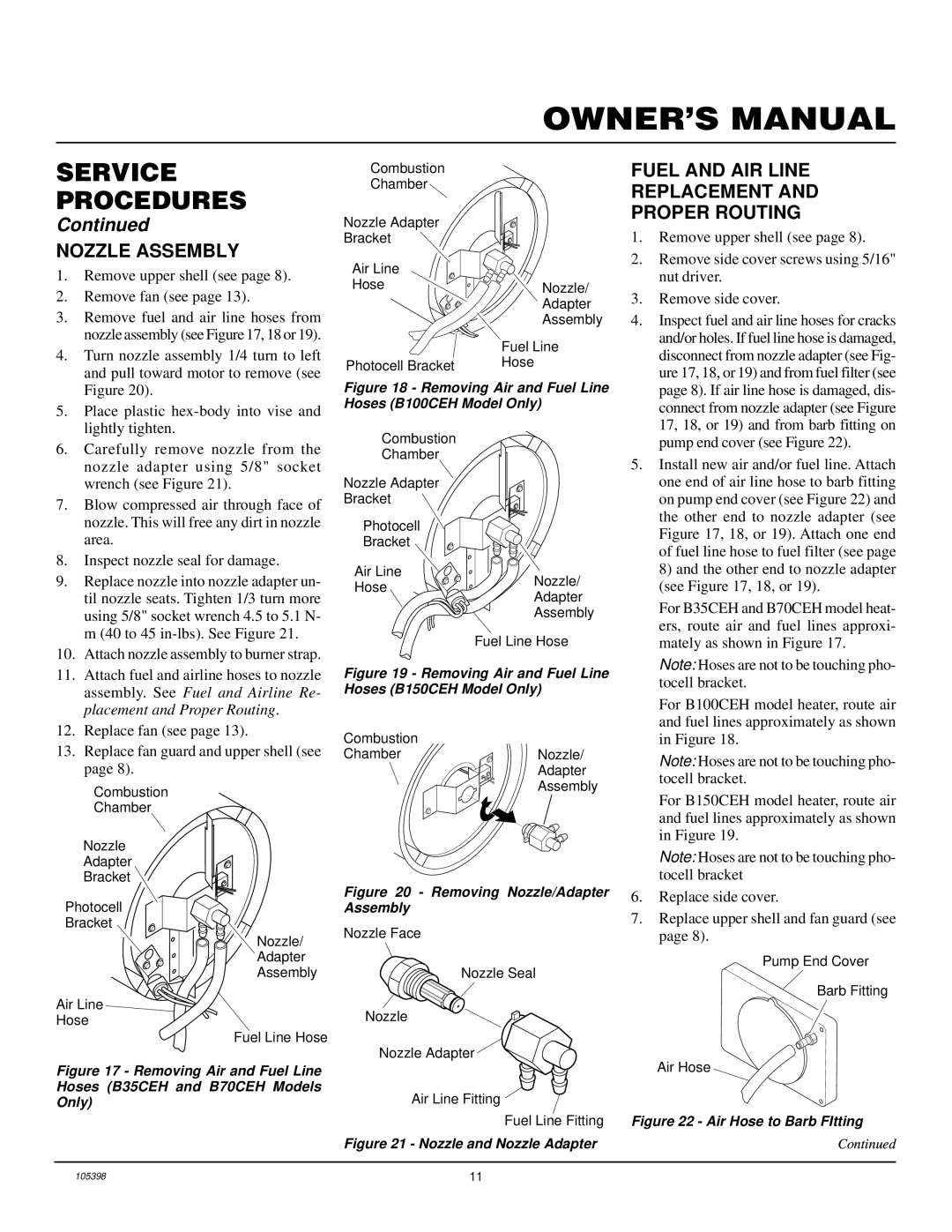 Master Lock B35CEH Nozzle Assembly, Fuel and AIR Line Replacement Proper Routing, Assembly. See Fuel and Airline Re 