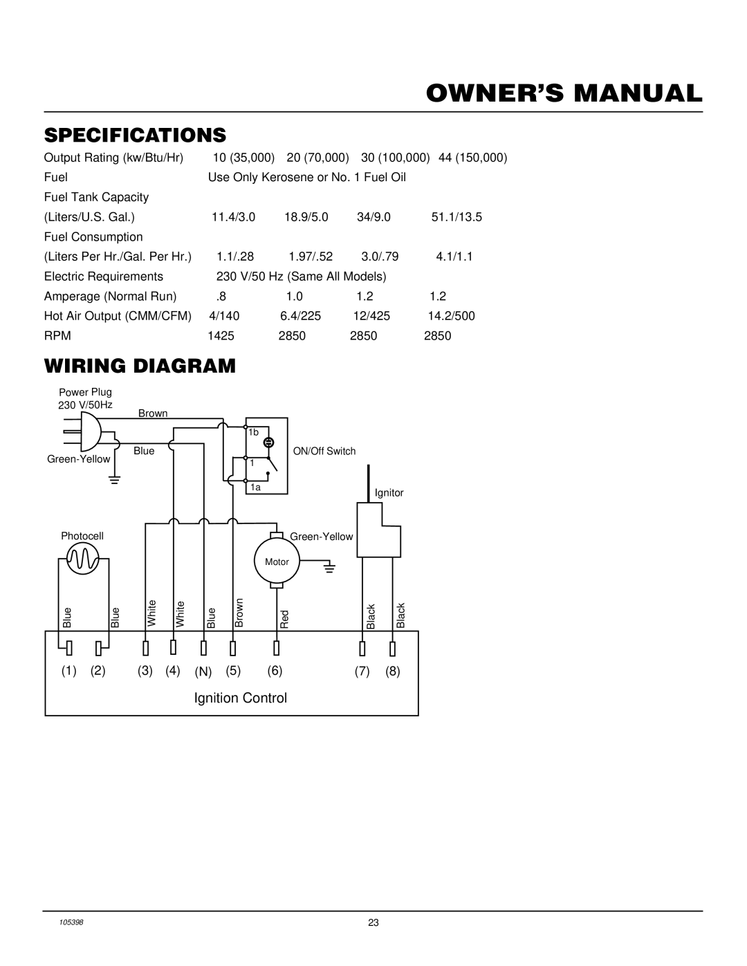 Master Lock B35CEH, B70CEH, B150CEH, B100CEH owner manual Specifications, Wiring Diagram, 1425 2850 