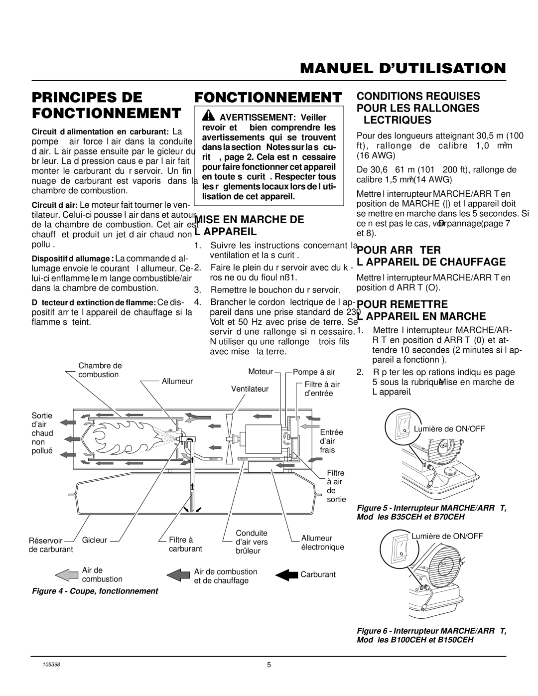 Master Lock B35CEH, B70CEH, B150CEH, B100CEH owner manual Manuel D’UTILISATION Principes DE Fonctionnement 