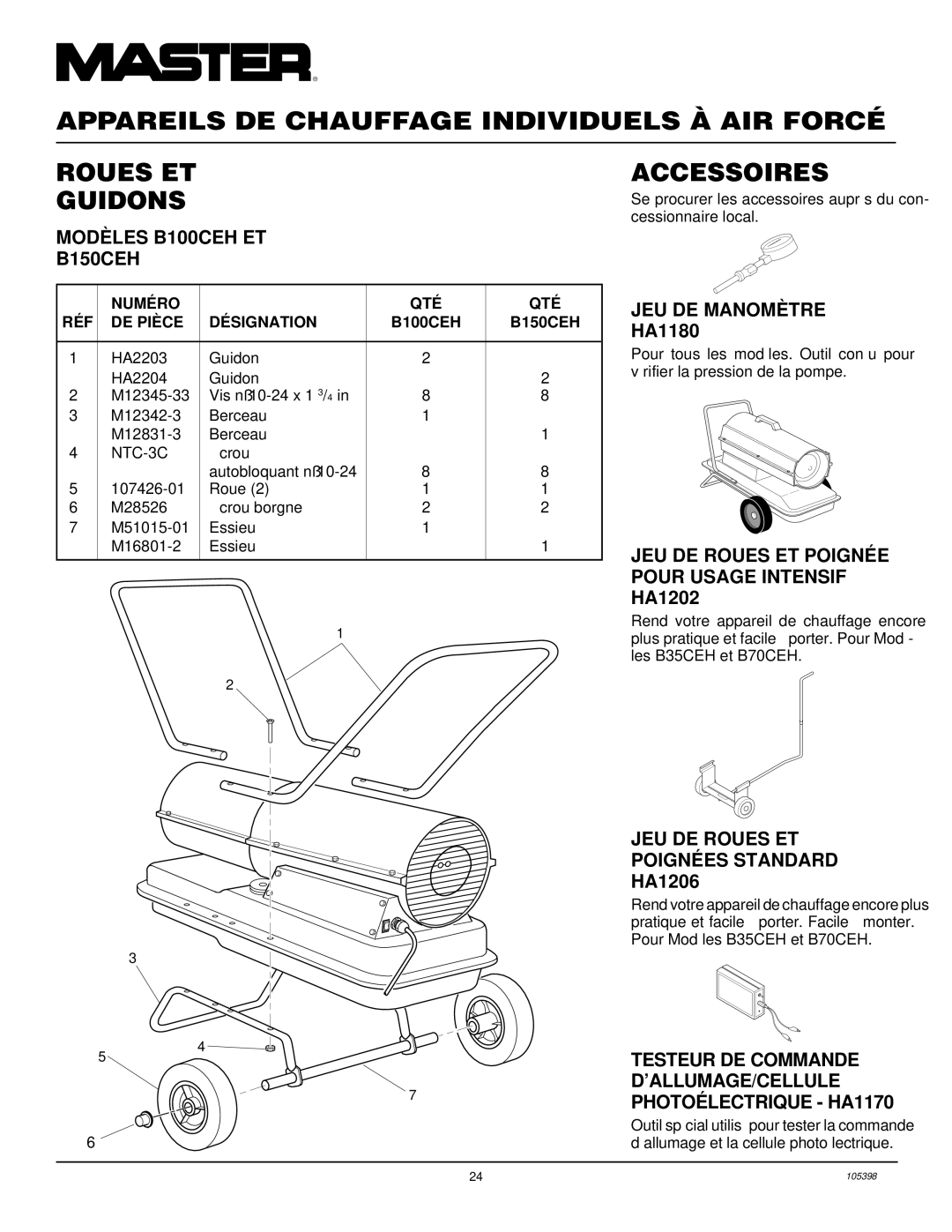 Master Lock B70CEH Modè LES B100CEH ET B150CEH, JEU DE Manomè TRE, JEU DE Roues ET Poigné E Pour Usage Intensif HA1202 