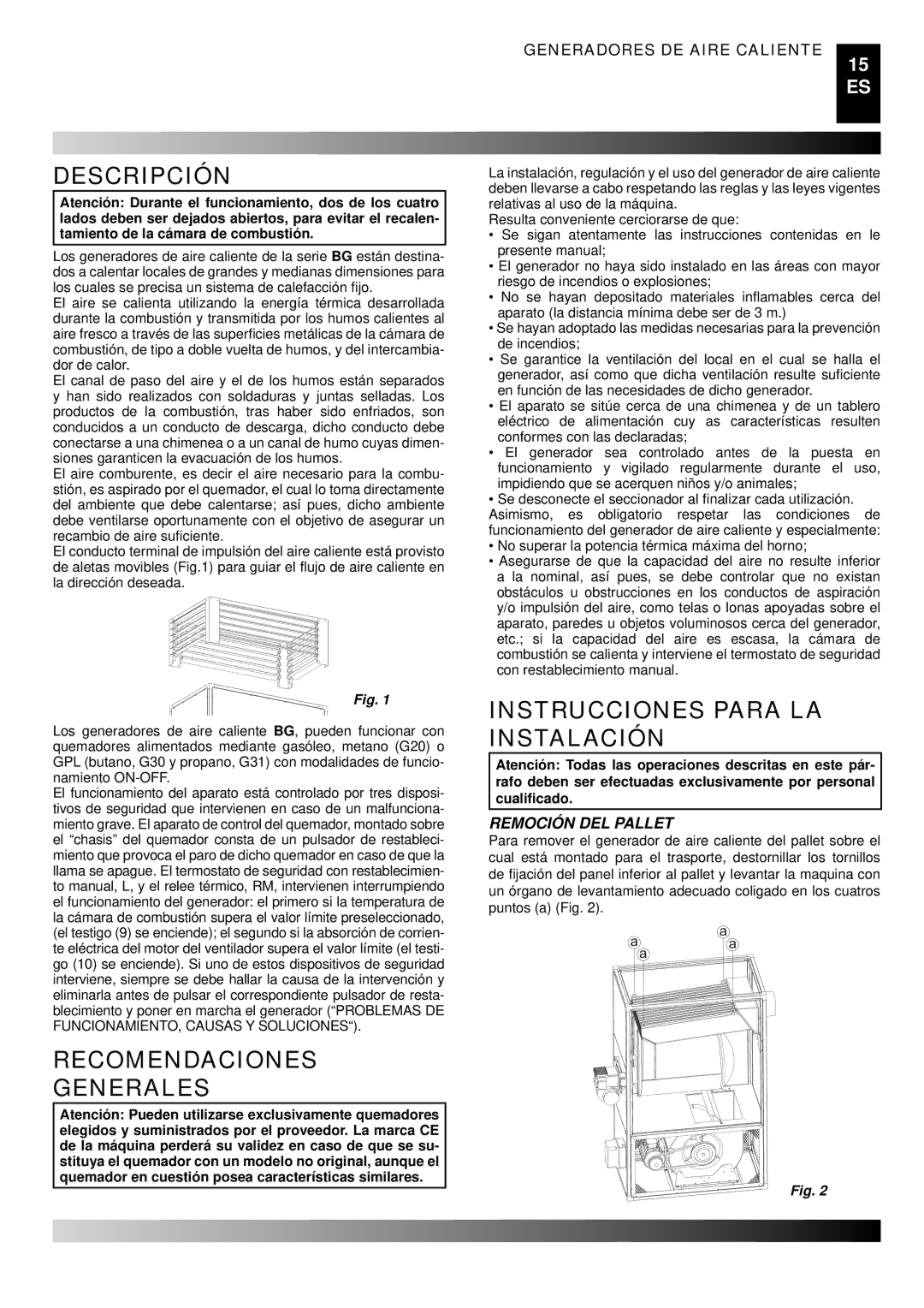 Master Lock BG 100, BG 150 Descripción, Recomendaciones Generales, Instrucciones Para LA Instalación, Remoción DEL Pallet 