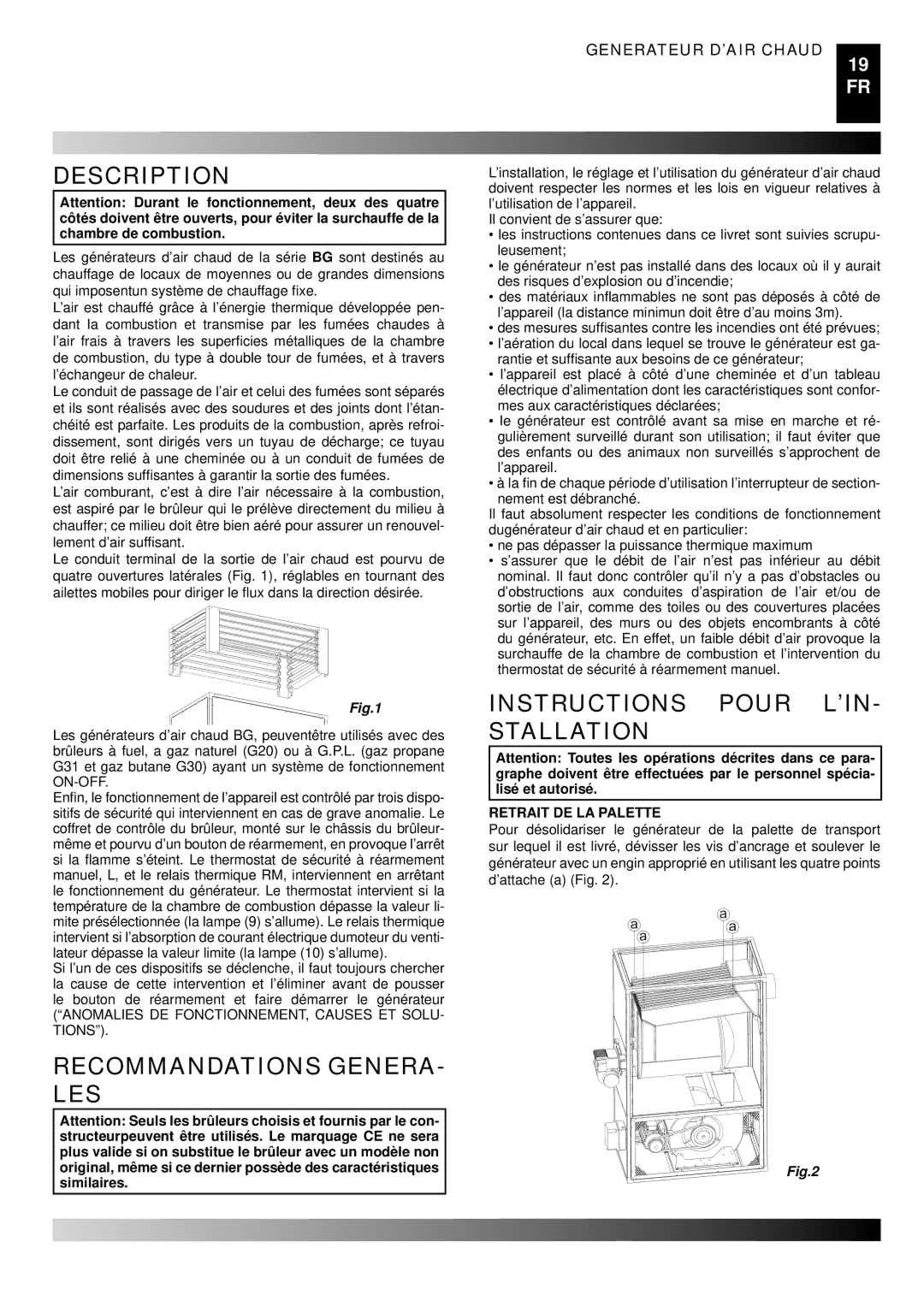 Master Lock BG 150, BG 100, BG 200 manual Recommandations GENERA- LES, Instructions Pour L’IN- Stallation 