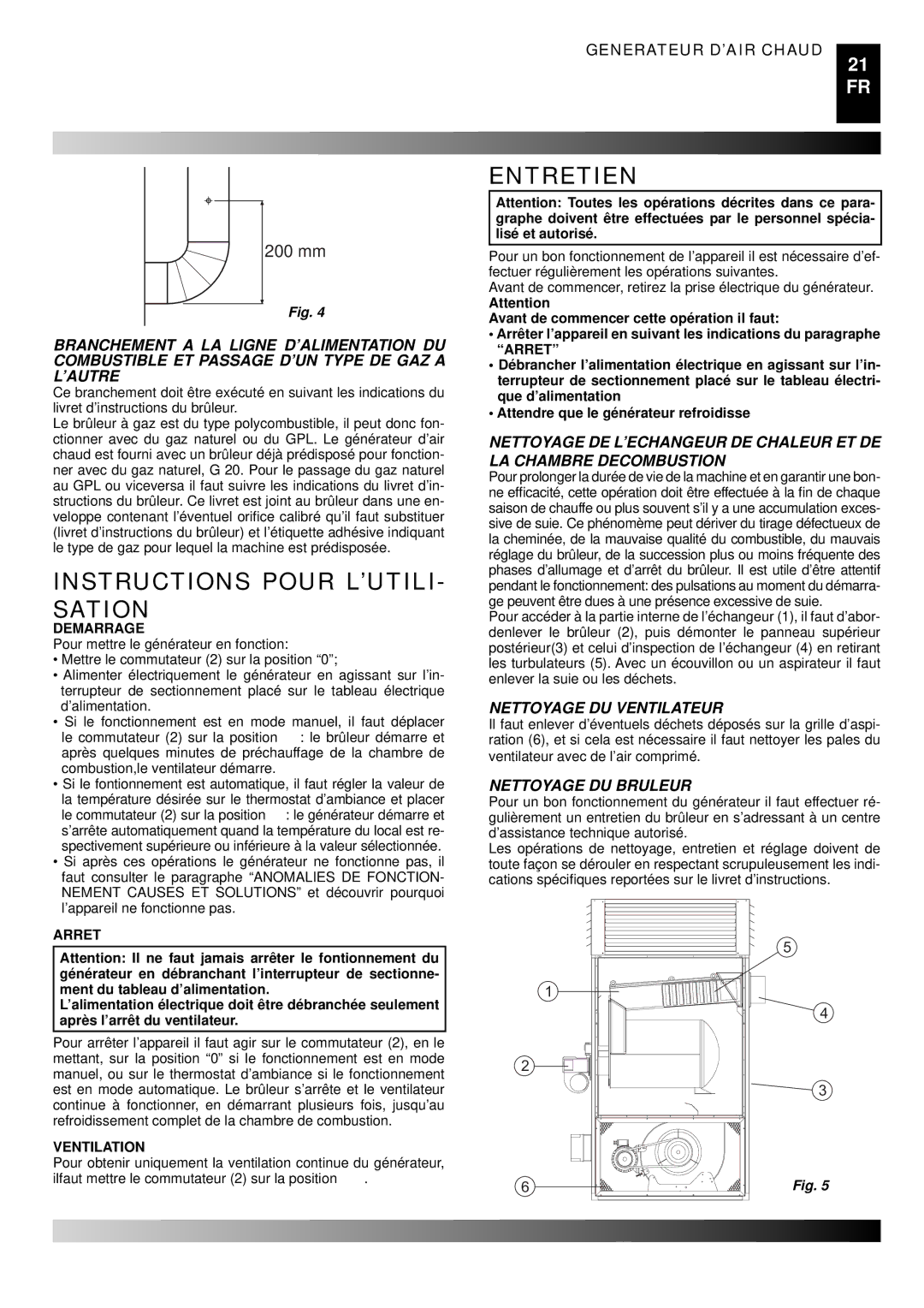 Master Lock BG 100, BG 150 Instructions Pour L’UTILI- Sation, Entretien, Nettoyage DU Ventilateur, Nettoyage DU Bruleur 