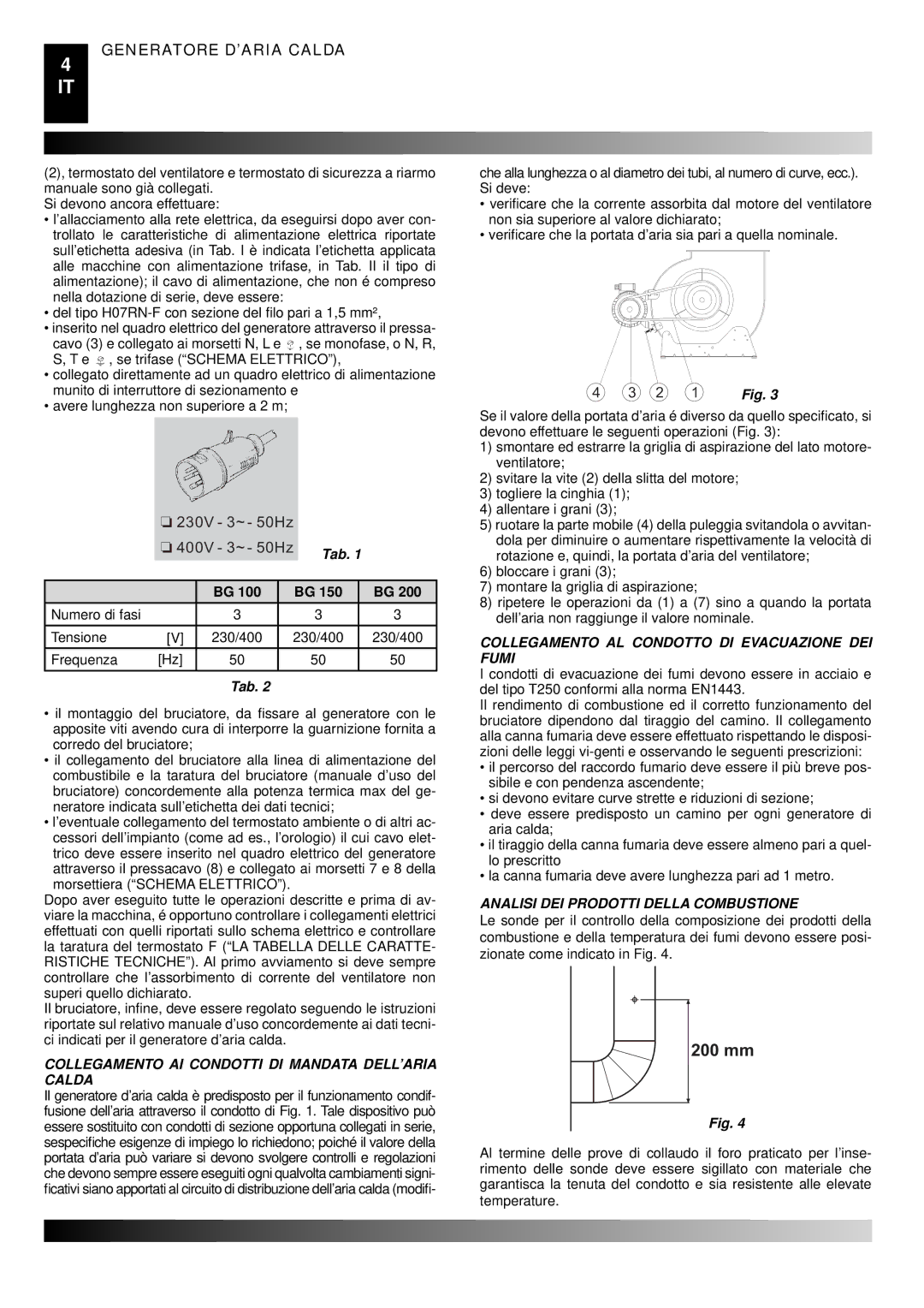 Master Lock BG 150, BG 100, BG 200 manual Numero di fasi Tensione, Frequenza 