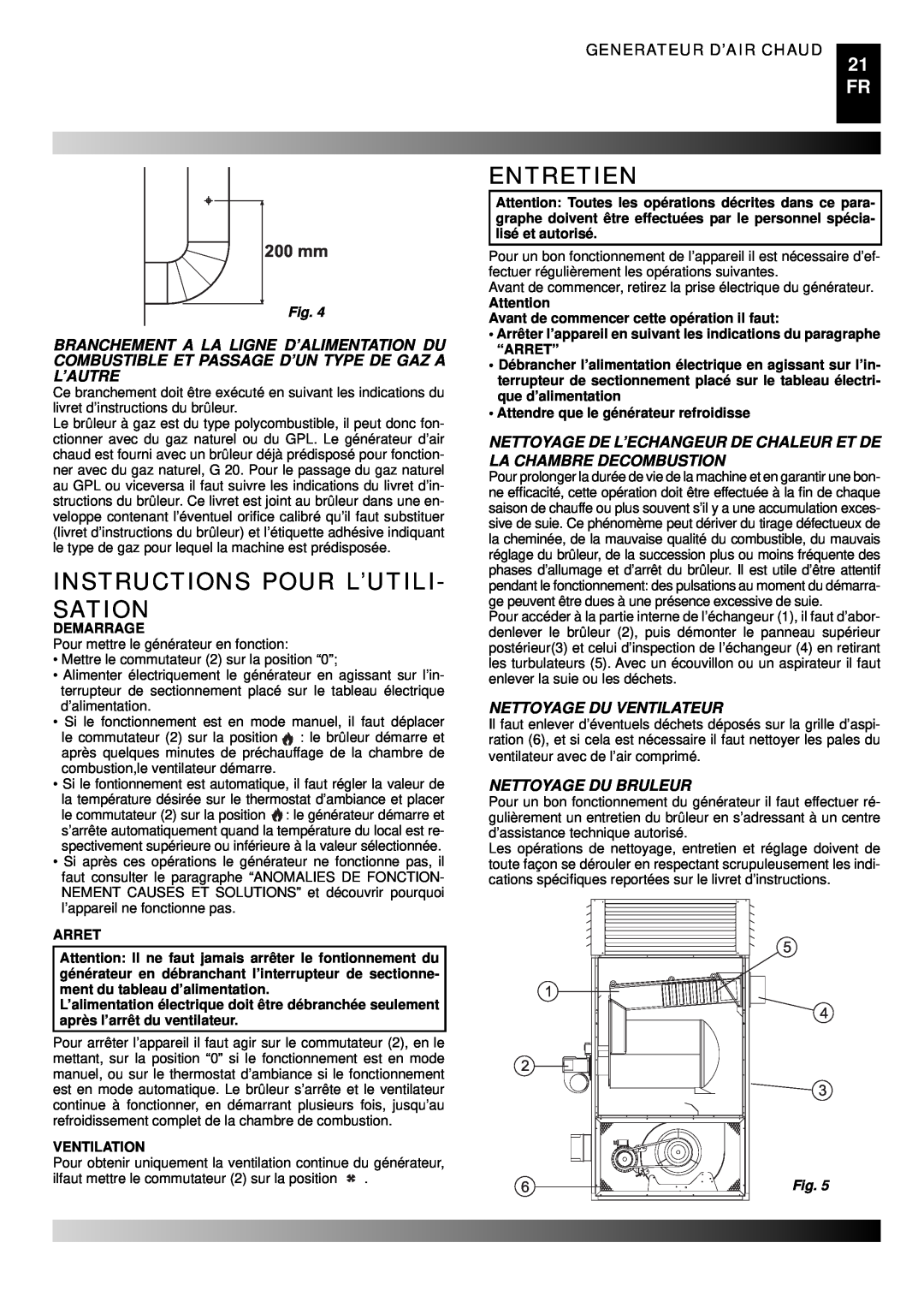Master Lock BG 100 Instructions Pour L’Utili- Sation, Entretien, Nettoyage Du Ventilateur, Nettoyage Du Bruleur, 200 mm 