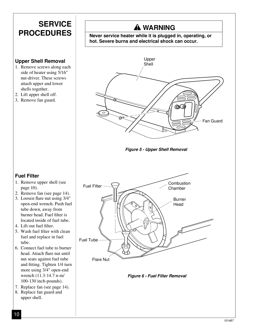 Master Lock BH150CE owner manual Service Procedures, Upper Shell Removal, Fuel Filter 