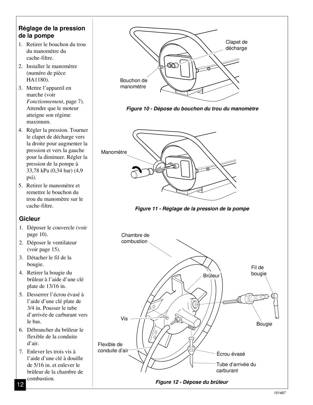 Master Lock BH150CE owner manual Réglage de la pression de la pompe, Gicleur 