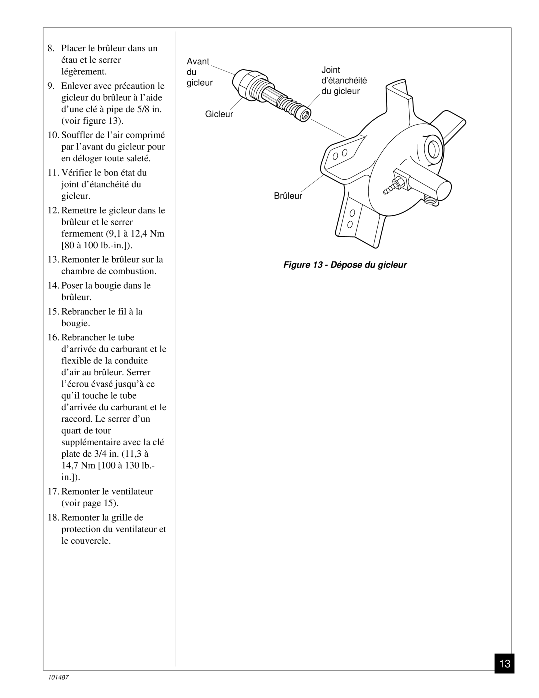 Master Lock BH150CE owner manual Dépose du gicleur 