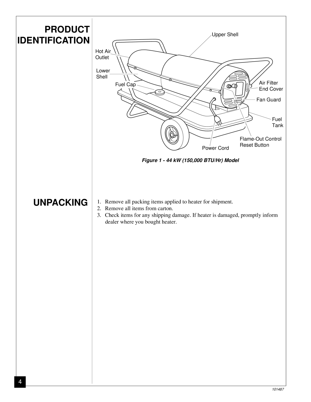 Master Lock BH150CE owner manual Unpacking, Product Identification 