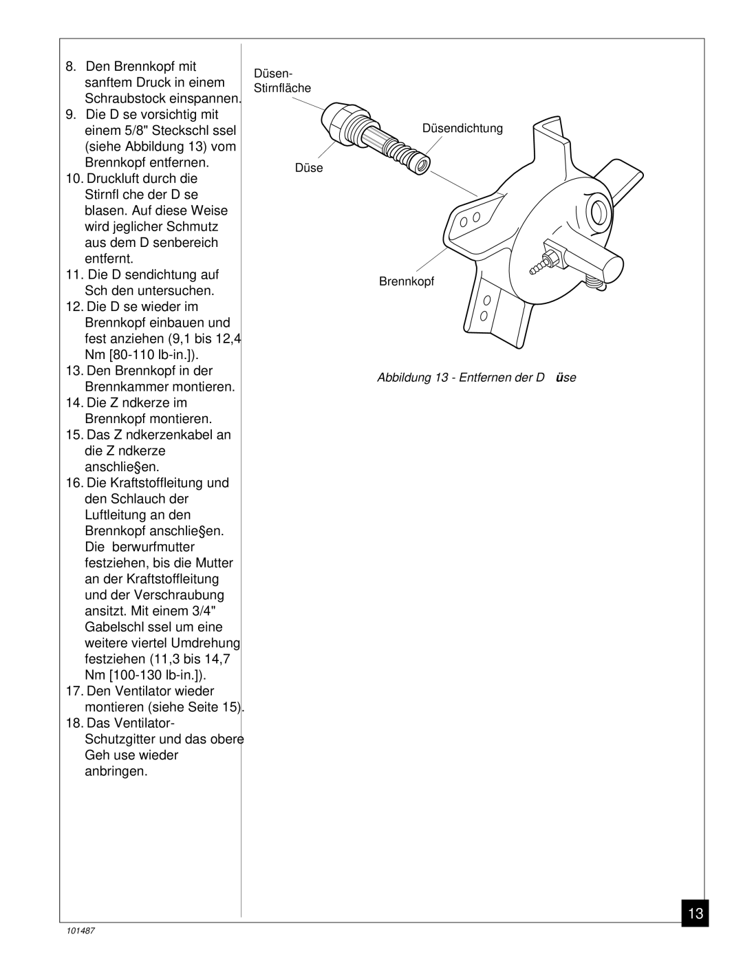 Master Lock BH150CE owner manual Abbildung 13 Entfernen der Dü se 