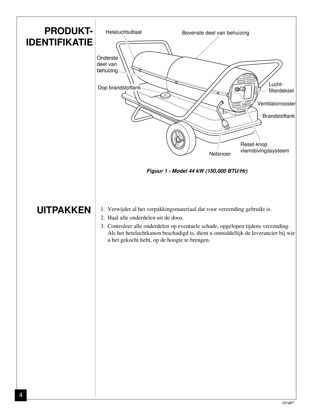 Master Lock BH150CE owner manual PRODUKT- Identifikatie, Uitpakken 