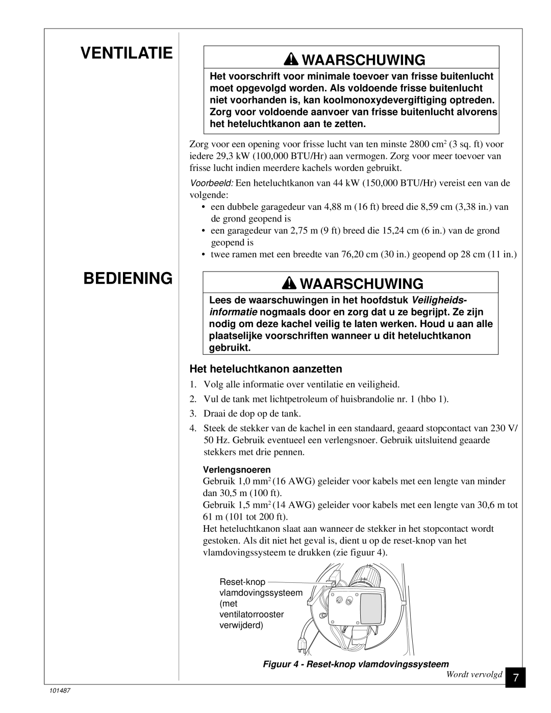 Master Lock BH150CE owner manual Ventilatie Bediening, Het heteluchtkanon aanzetten 