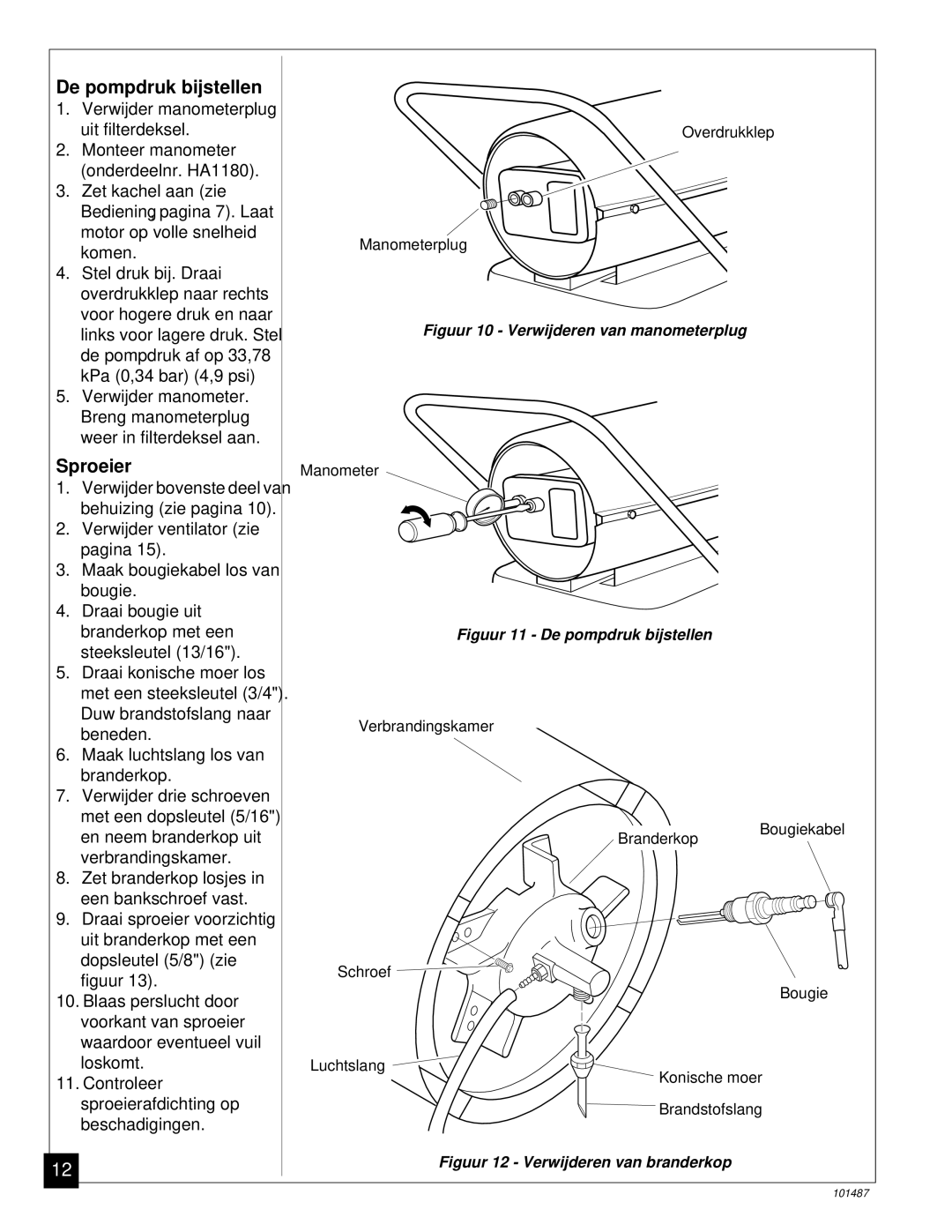 Master Lock BH150CE owner manual De pompdruk bijstellen, Sproeier 