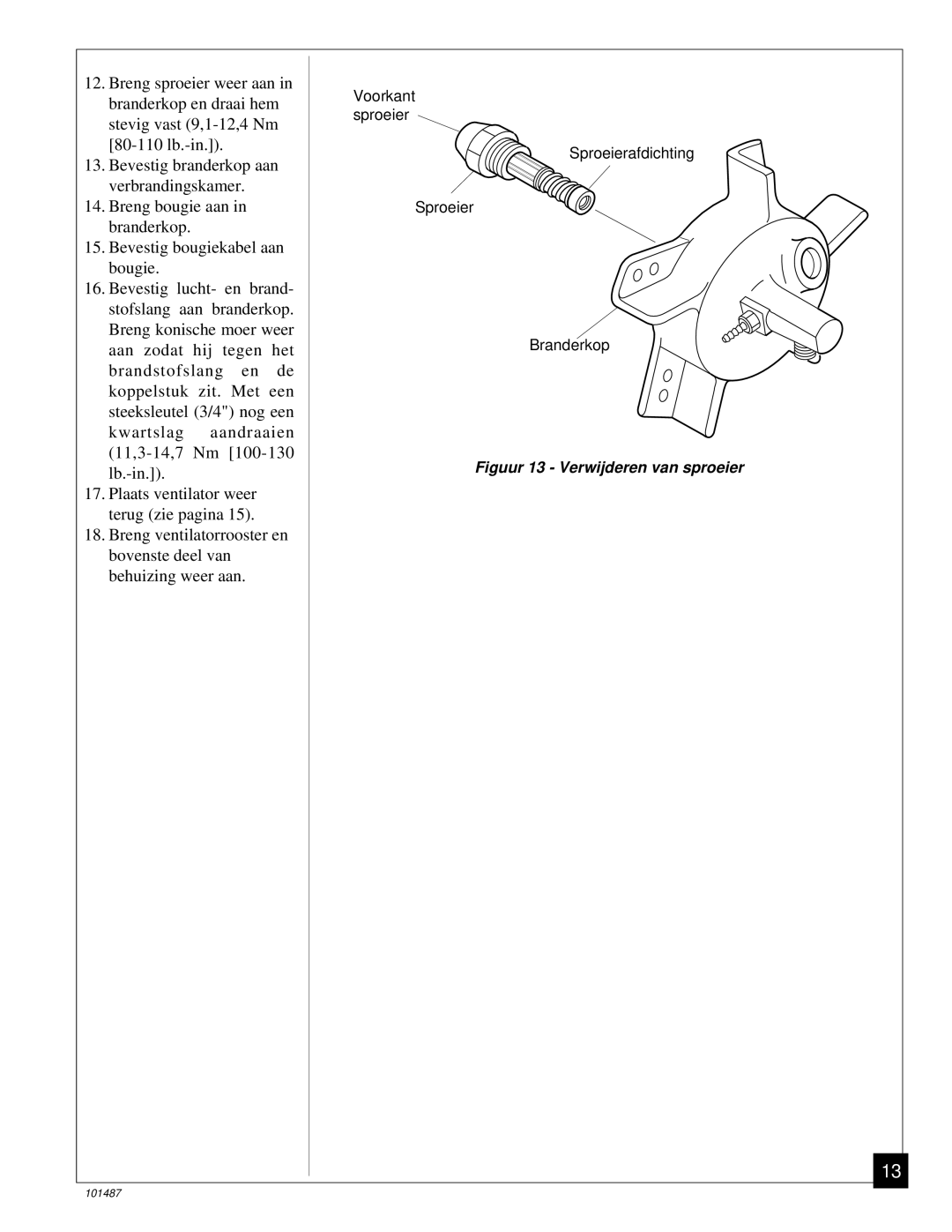 Master Lock BH150CE owner manual Figuur 13 Verwijderen van sproeier 