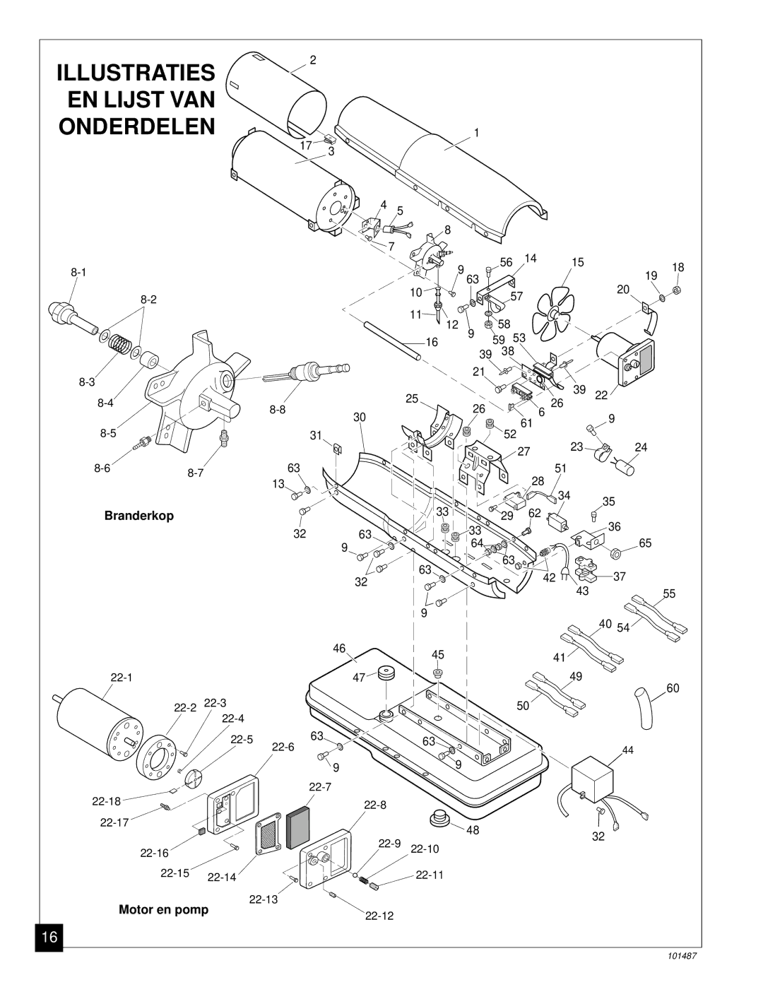 Master Lock BH150CE owner manual Illustraties EN Lijst VAN Onderdelen 