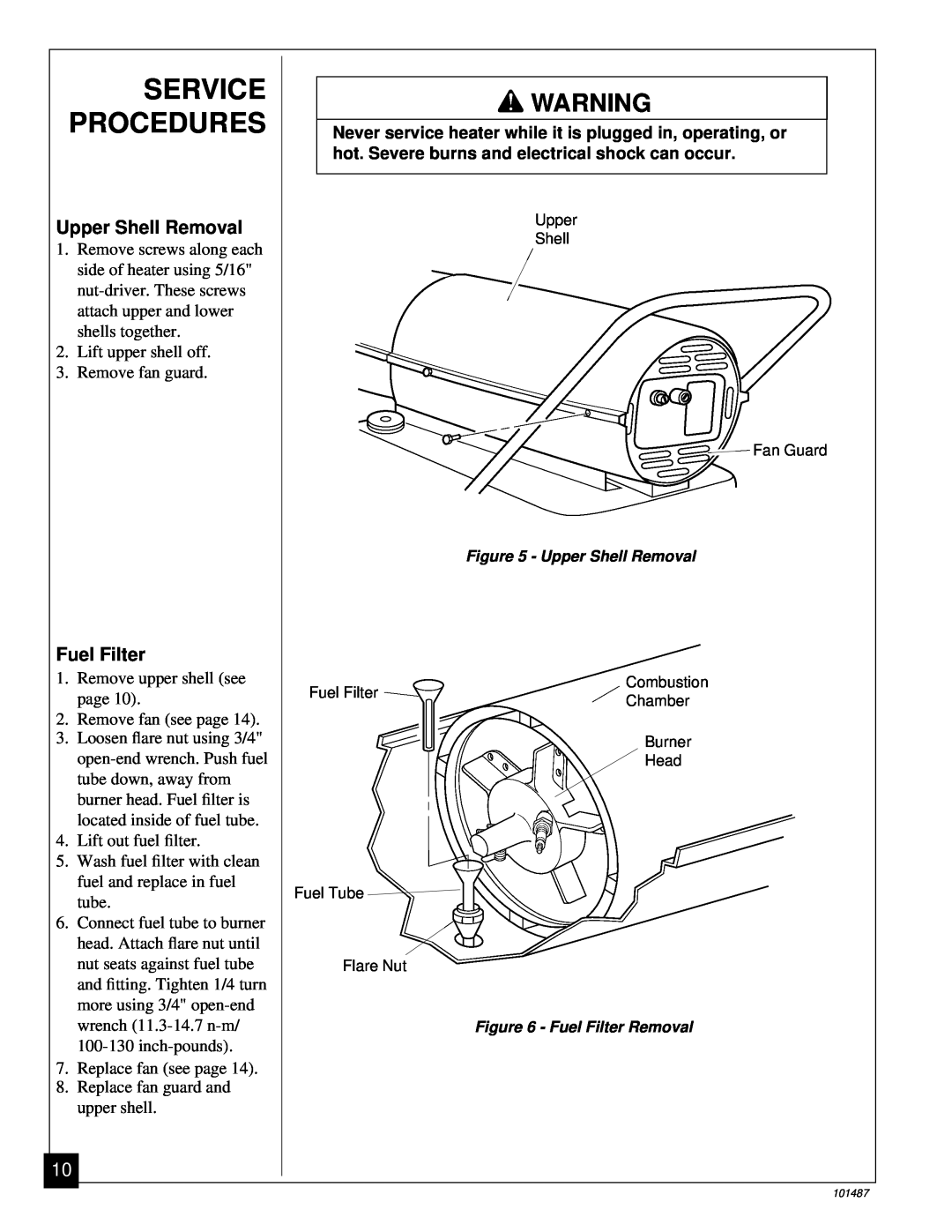 Master Lock BH150CE owner manual Service Procedures, Upper Shell Removal, Fuel Filter 