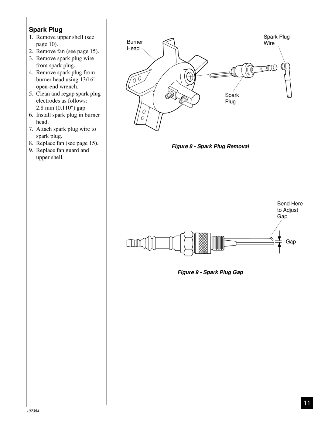 Master Lock BR150CE owner manual Spark Plug Removal 