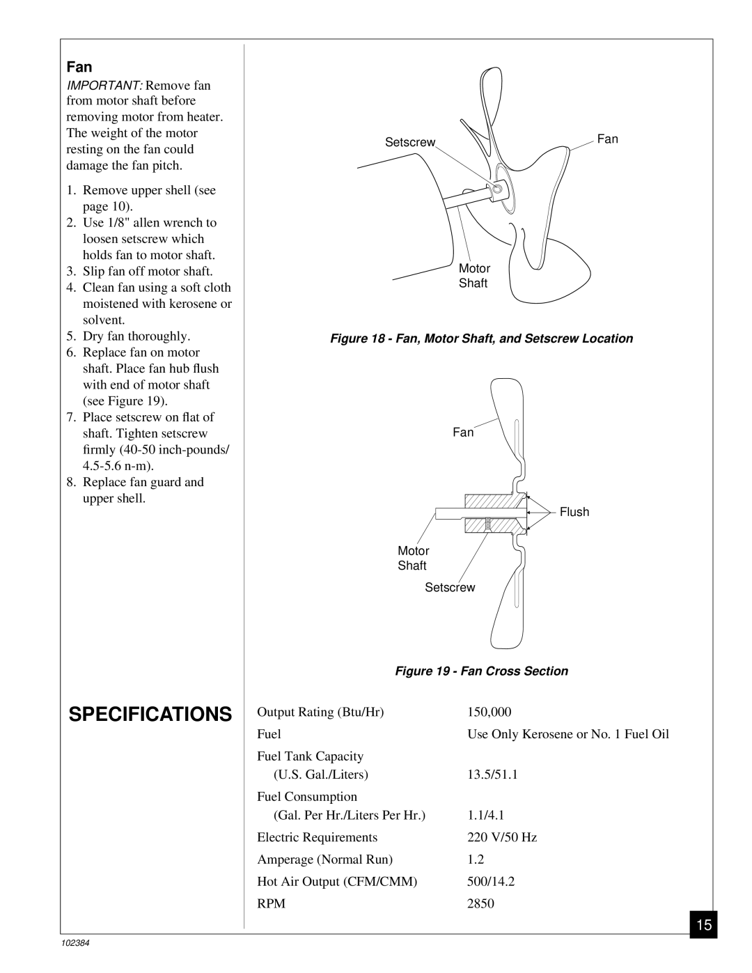 Master Lock BR150CE owner manual Specifications, Fan 