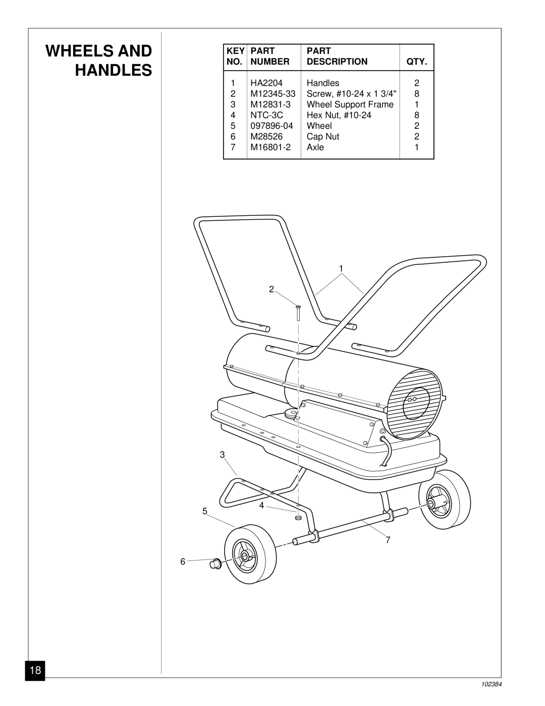 Master Lock BR150CE owner manual Wheels and Handles, KEY Part Number Description QTY 