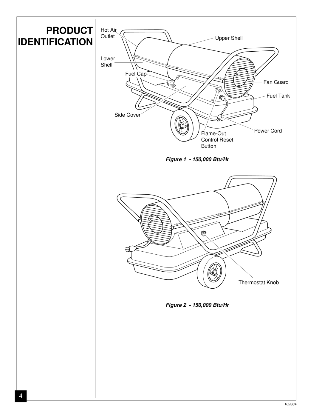 Master Lock BR150CE owner manual Product Identification, 150,000 Btu/Hr 