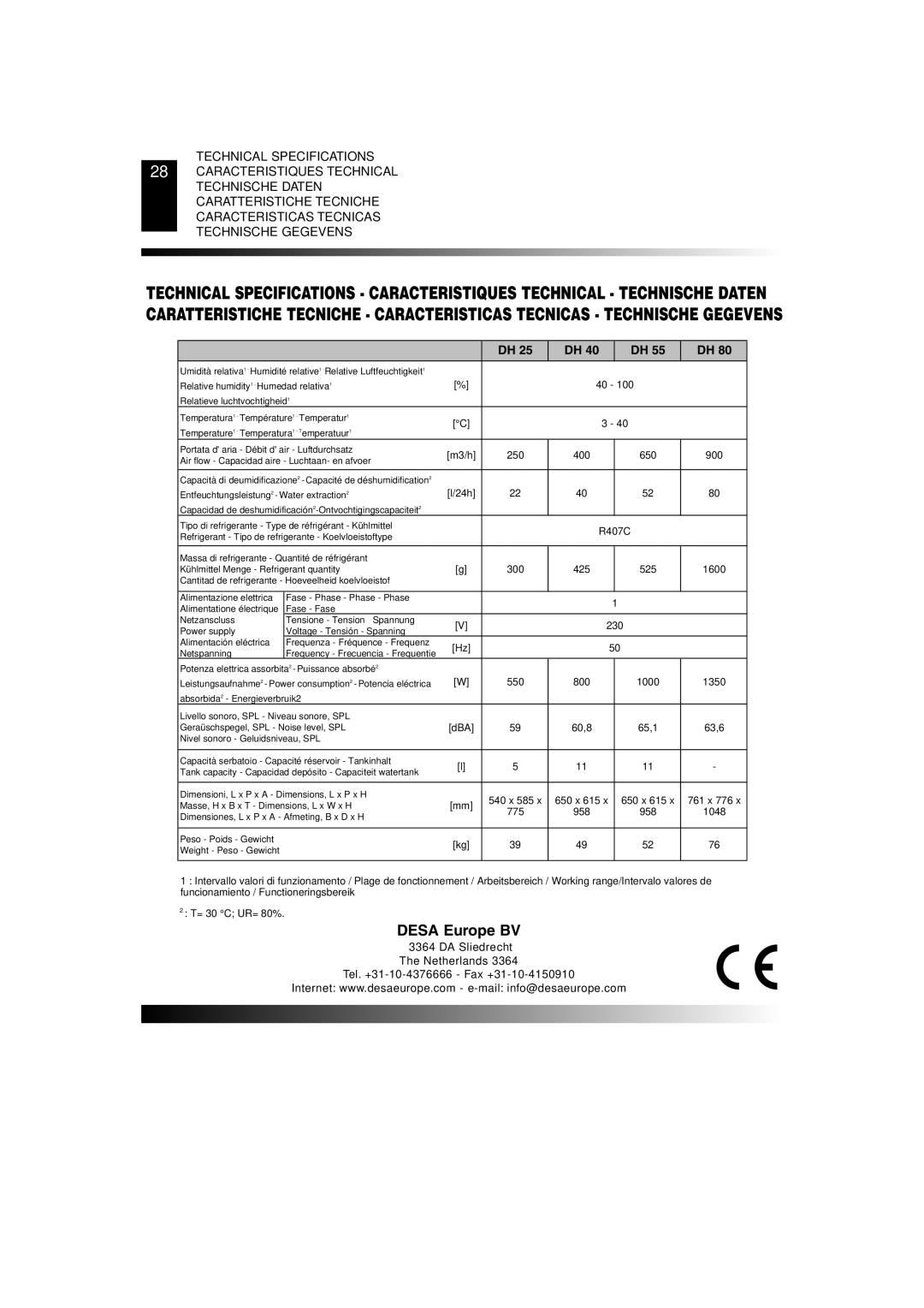 Master Lock DH 80, DH 40, DH 25, DH 55 owner manual Desa Europe BV 