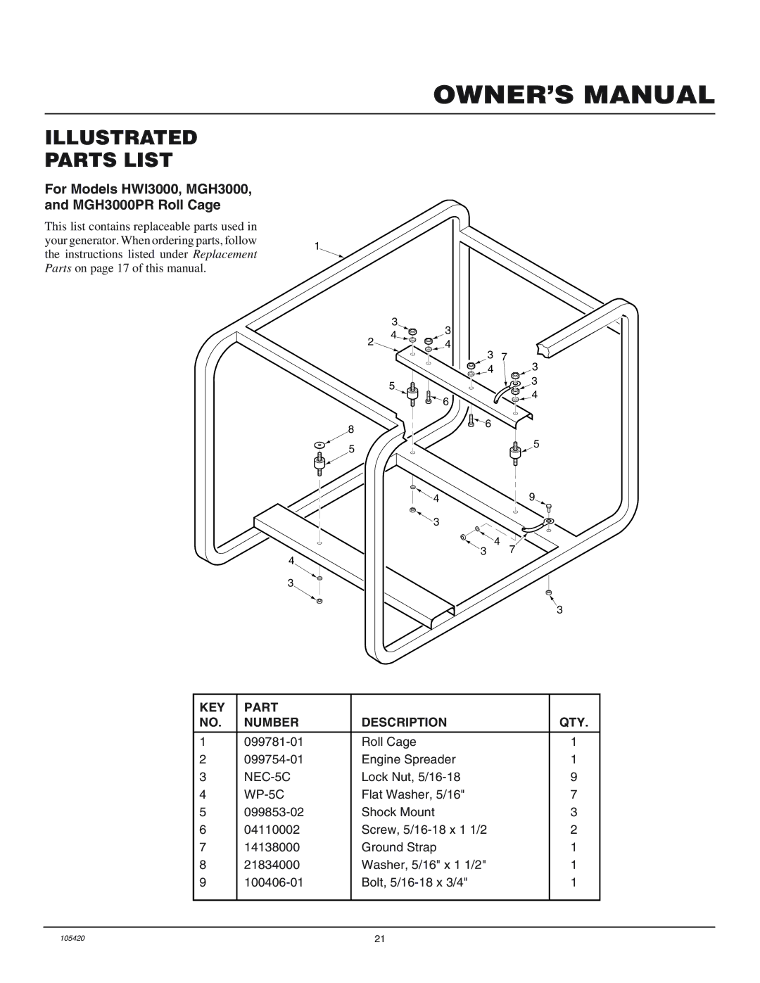 Master Lock MGH4000C installation manual For Models HWI3000, MGH3000, and MGH3000PR Roll Cage, NEC-5C, WP-5C 