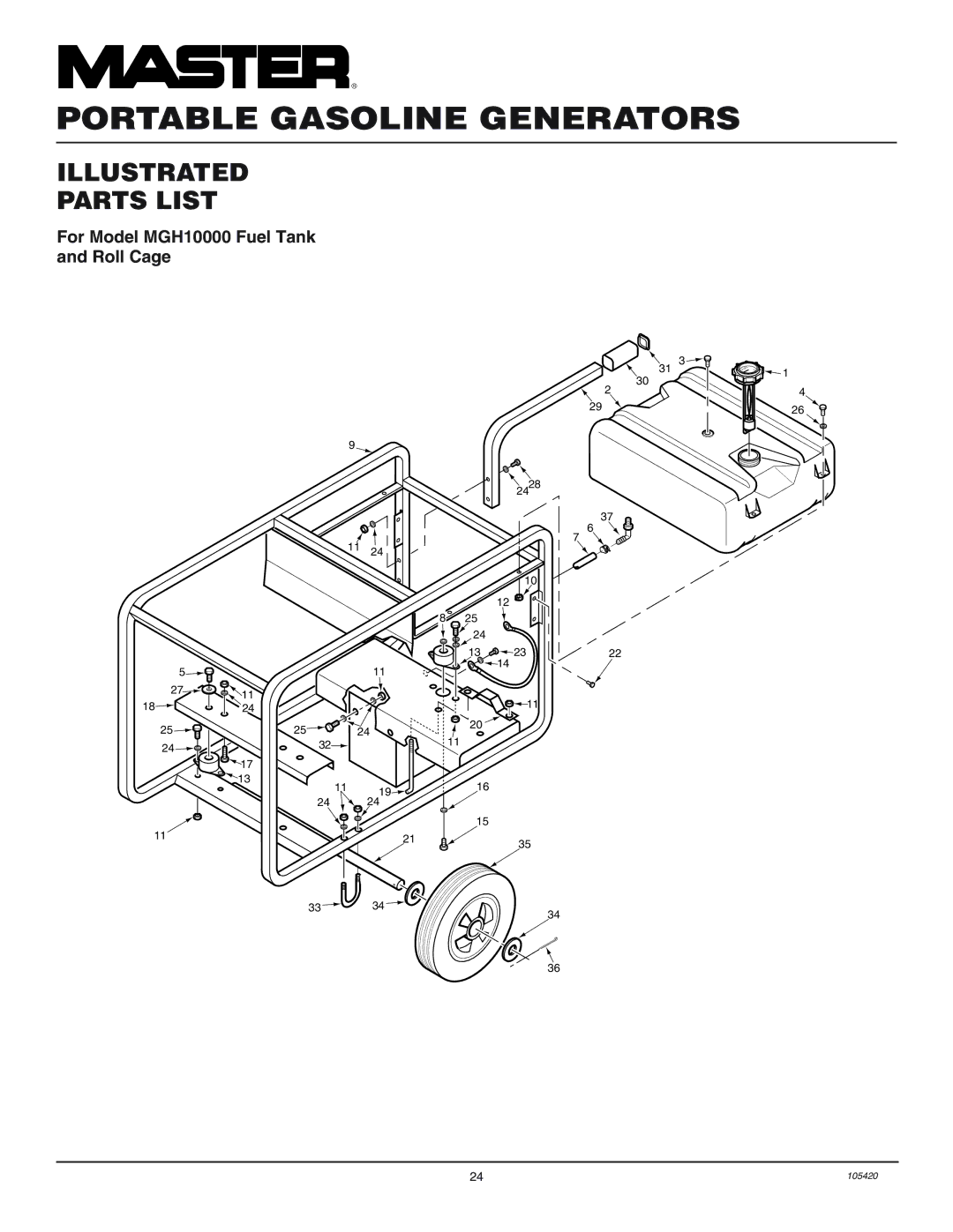 Master Lock MGH3000PR, MGH4000C installation manual For Model MGH10000 Fuel Tank Roll Cage 