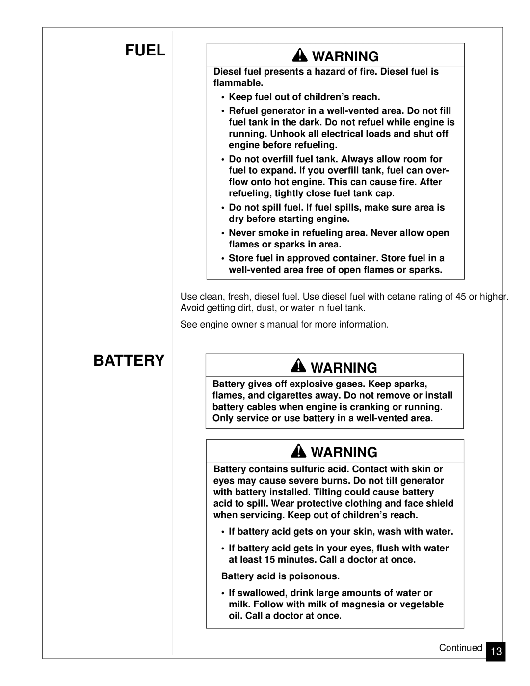 Master Lock MGY5000 installation manual Fuel Battery 