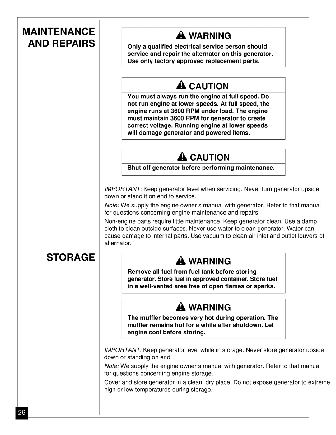 Master Lock MGY5000 installation manual Maintenance and Repairs Storage 