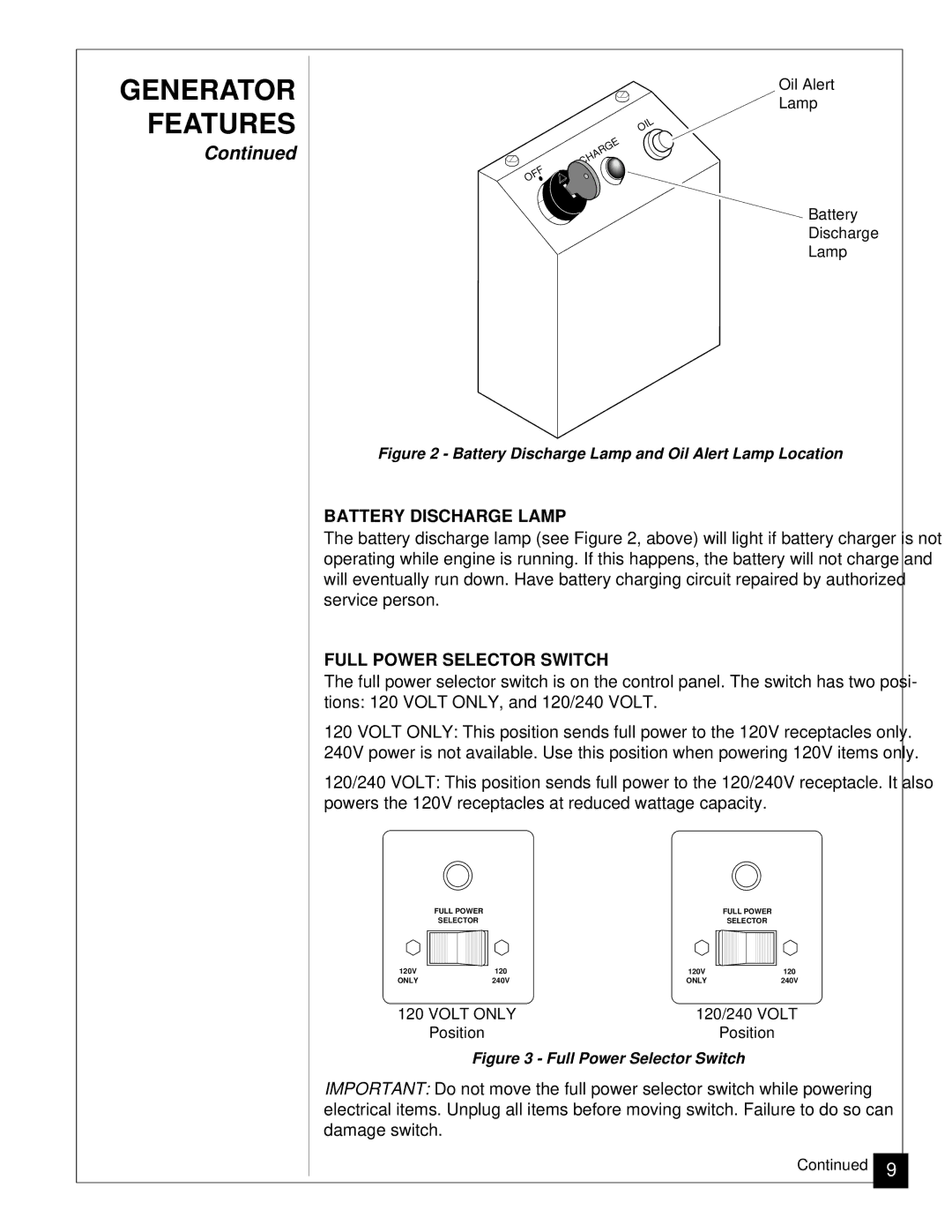 Master Lock MGY5000 installation manual Battery Discharge Lamp, Full Power Selector Switch 