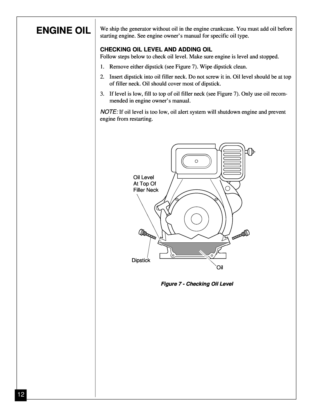 Master Lock MGY5000 installation manual Engine Oil, Checking Oil Level And Adding Oil 