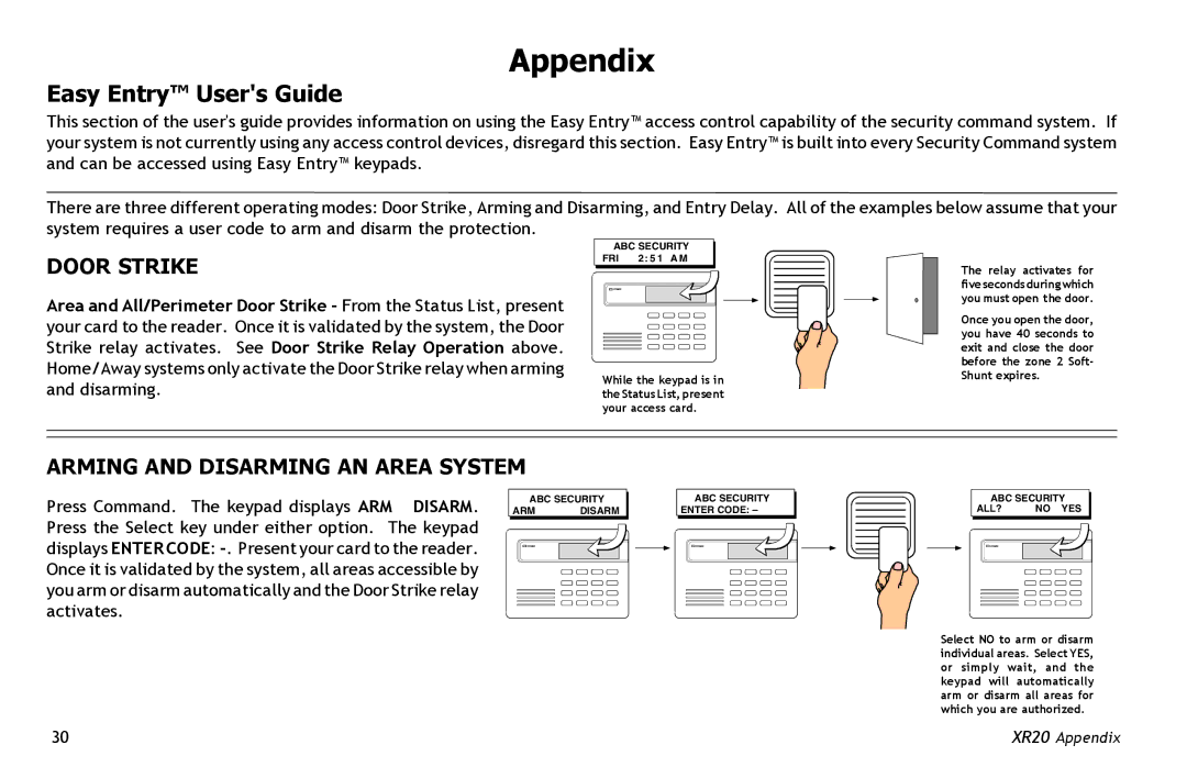 Master Lock XR20 manual Appendix, Easy Entry Users Guide 