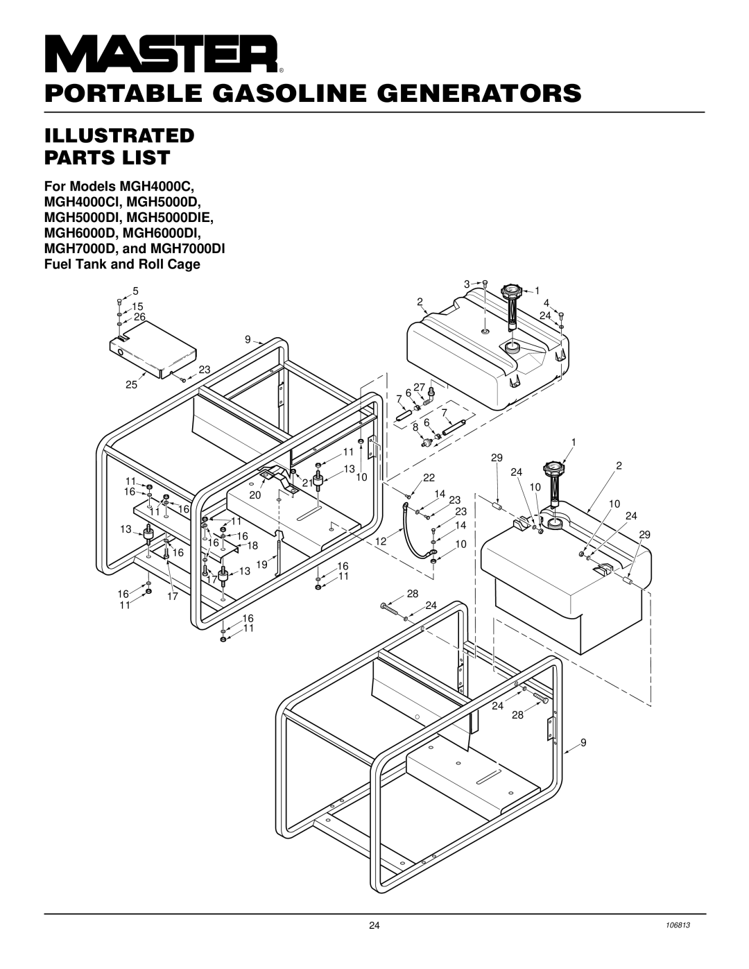 Master Lock installation manual Portable Gasoline Generators 