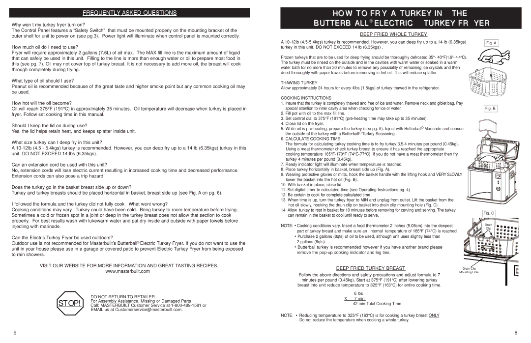 Masterbuilt 20010611, 20010109 operation manual Frequently Asked Questions 